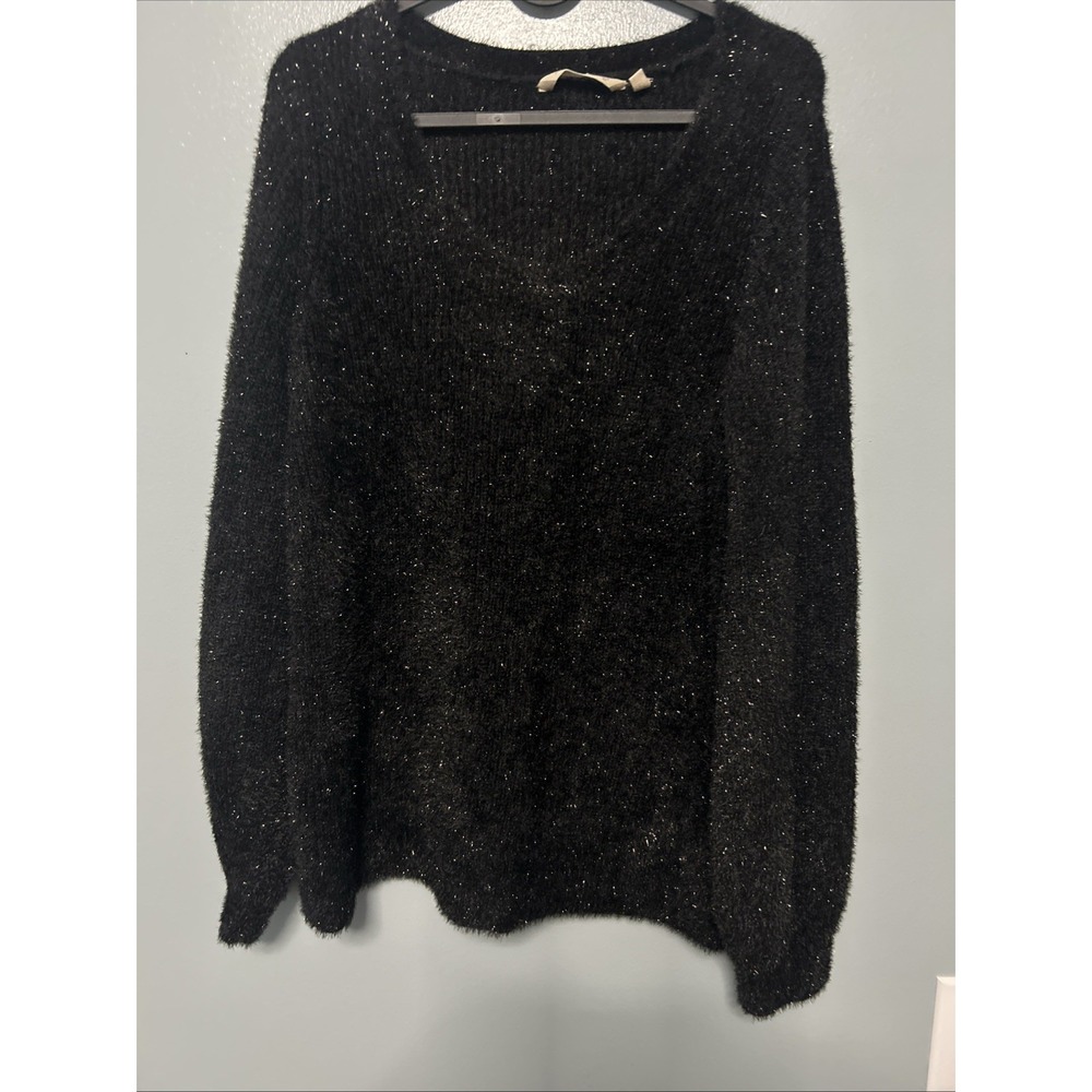 Soft Surroundings Ciara Black Sparkle Sweater Sz Small Long Sleeve Evening